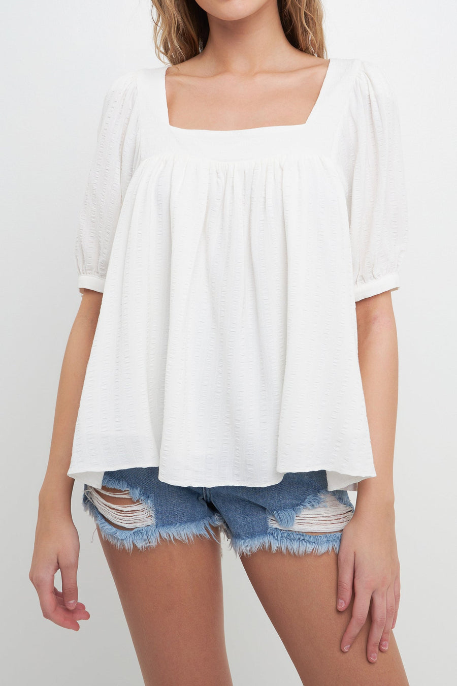 FREE THE ROSES - Square Neckline Back Bow Top - TOPS available at Objectrare