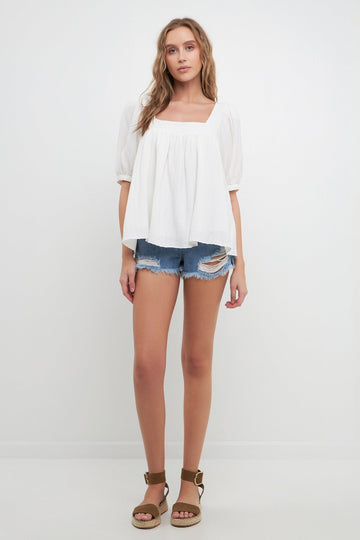 FREE THE ROSES - Square Neckline Back Bow Top - TOPS available at Objectrare
