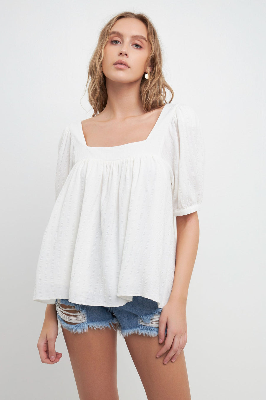 FREE THE ROSES - Square Neckline Back Bow Top - TOPS available at Objectrare