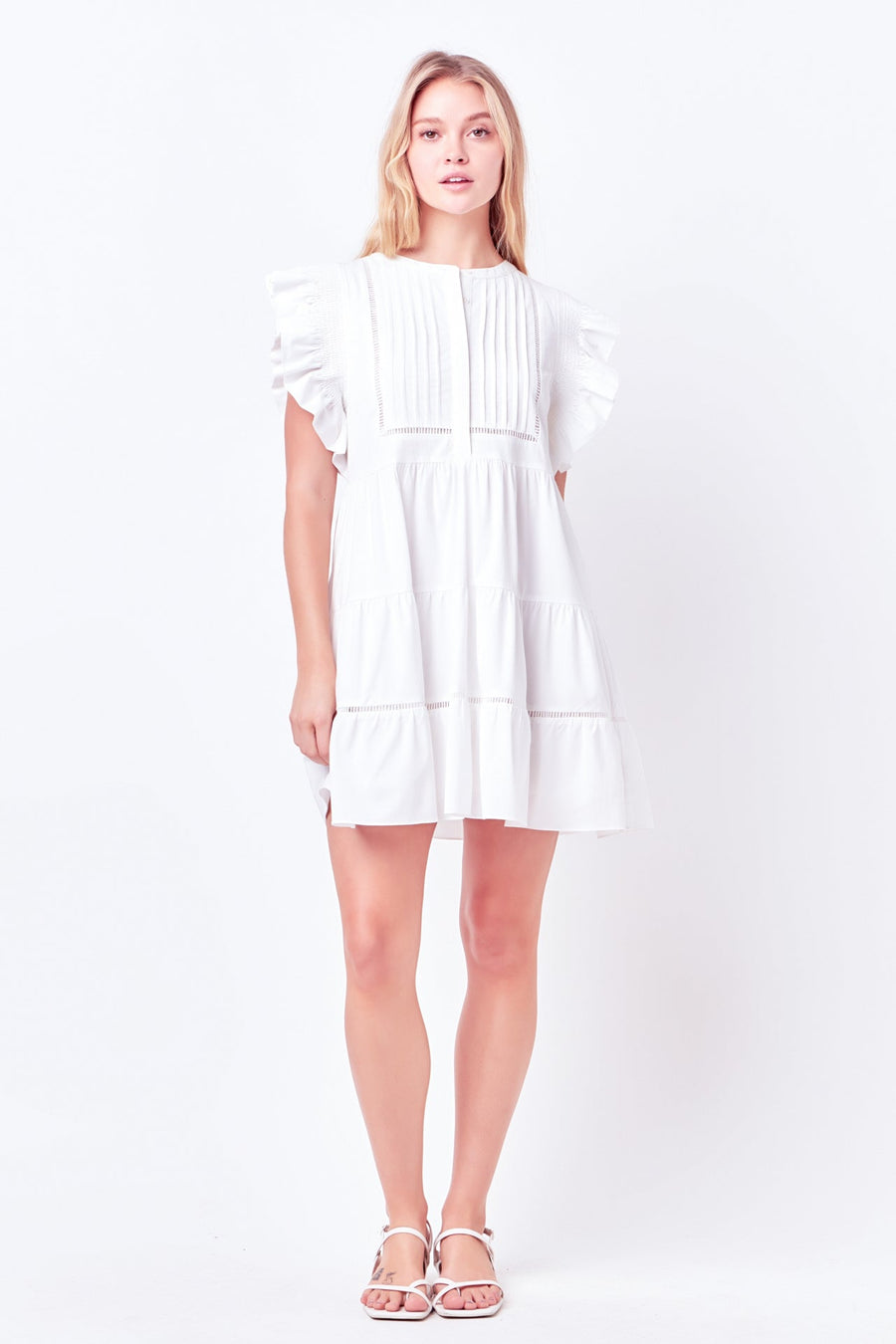 FREE THE ROSES - Trim Detail Ruffled Mini Dress - DRESSES available at Objectrare