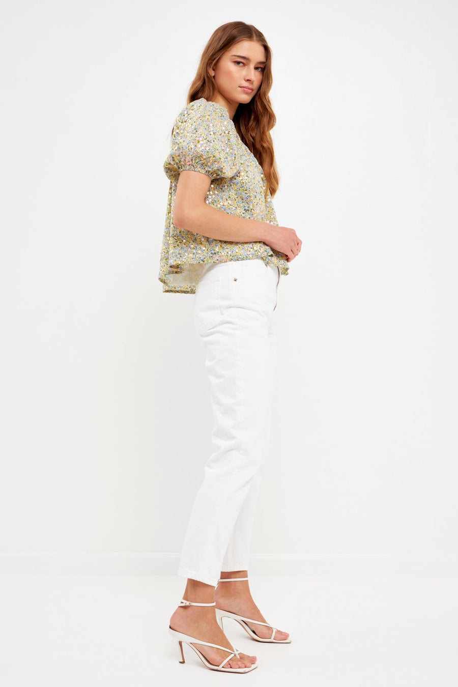 FREE THE ROSES - Floral Print with Sequins Top - TOPS available at Objectrare