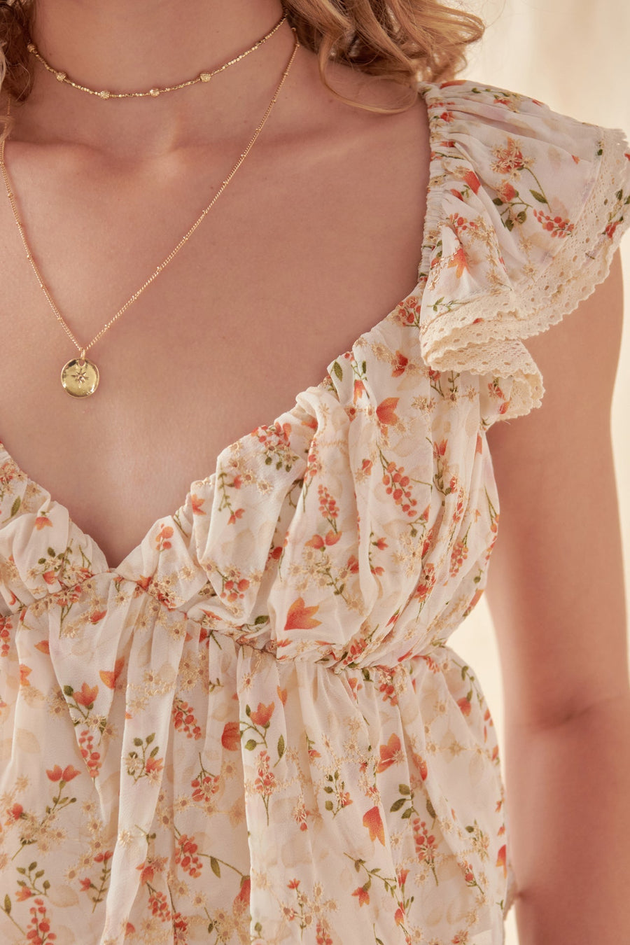 FREE THE ROSES - Ruffle Sleeve Sweetheart Neckline Top - TOPS available at Objectrare