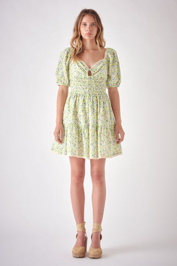 FREE THE ROSES - Shirred Waist Milkmaid Mini Dress - DRESSES available at Objectrare