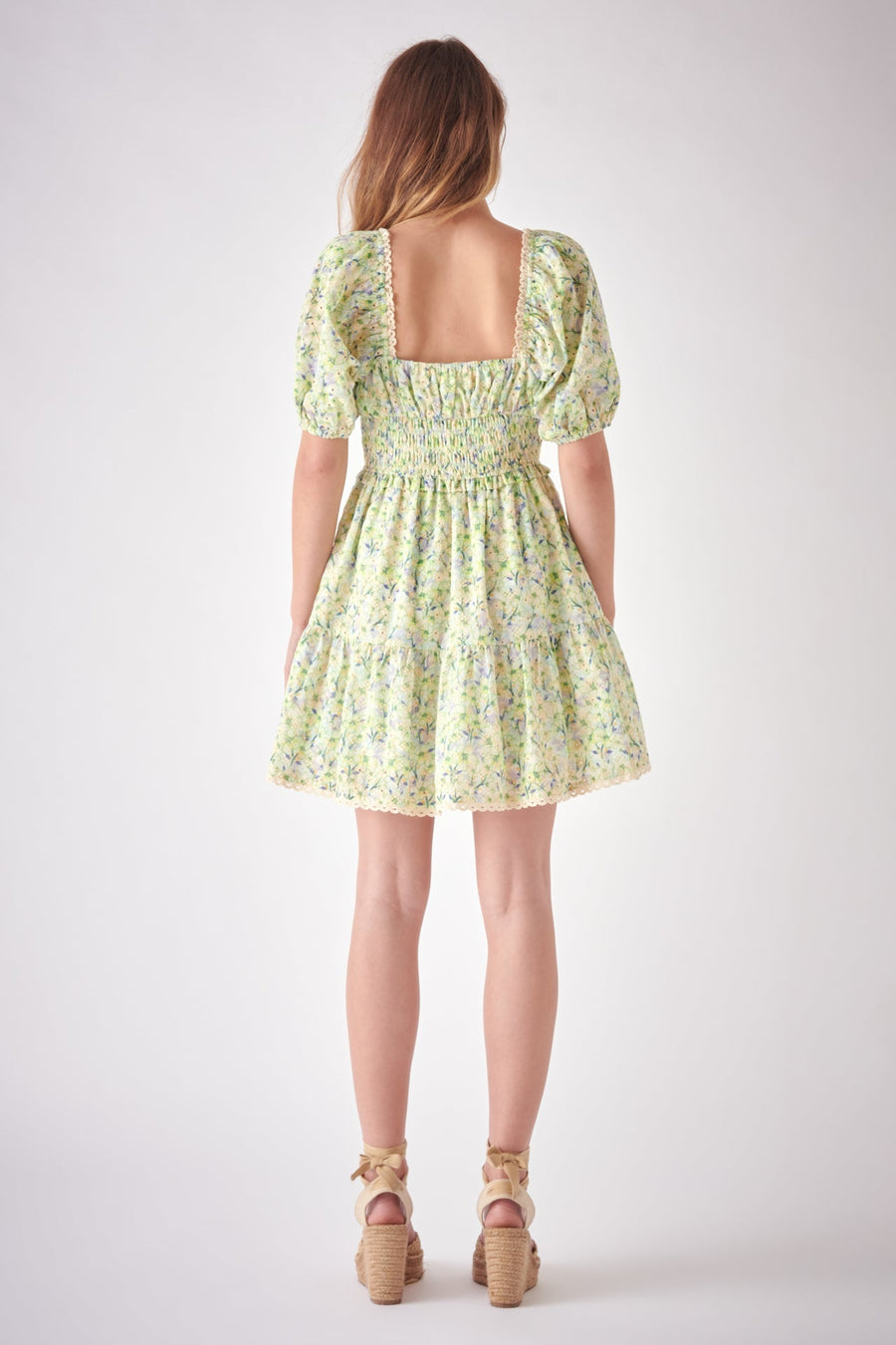 FREE THE ROSES - Shirred Waist Milkmaid Mini Dress - DRESSES available at Objectrare