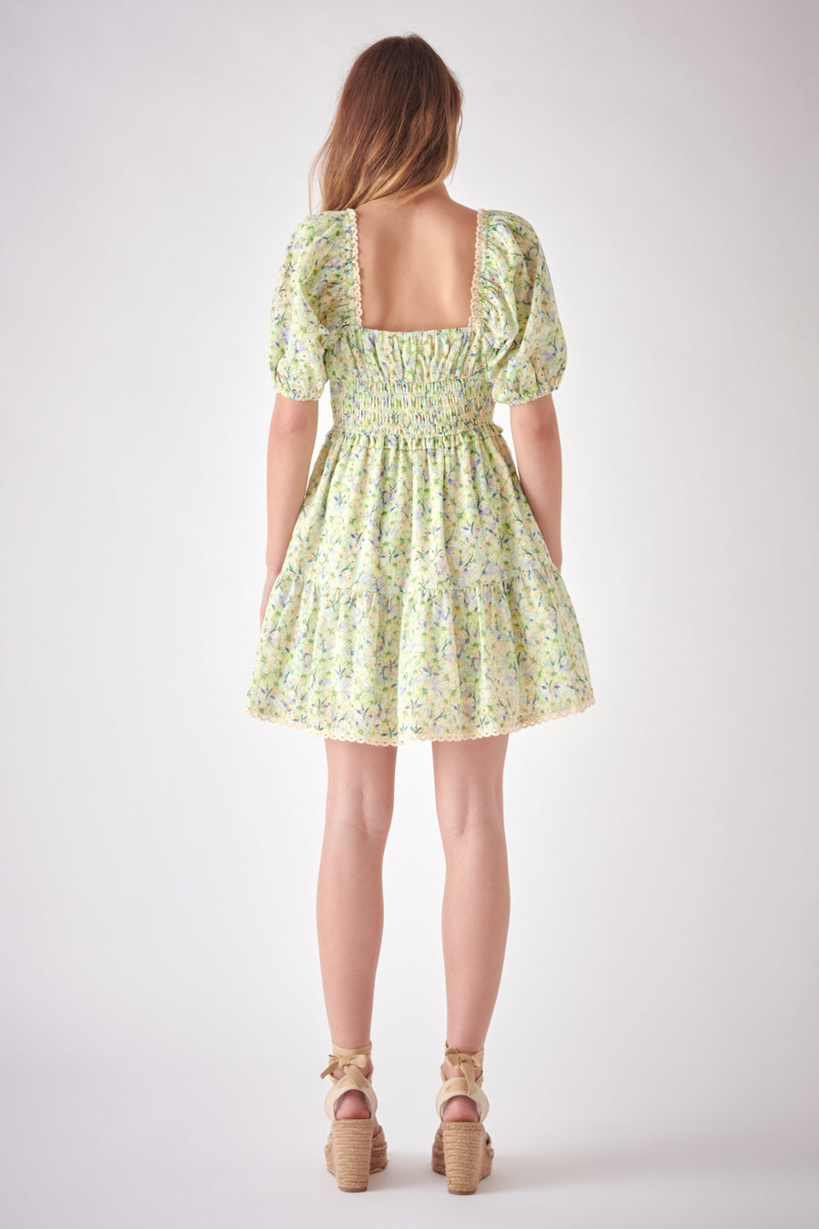 Shirred Waist Milkmaid Mini Dress