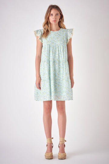 FREE THE ROSES - Floral print with Embroidery Babydoll Dress - DRESSES available at Objectrare