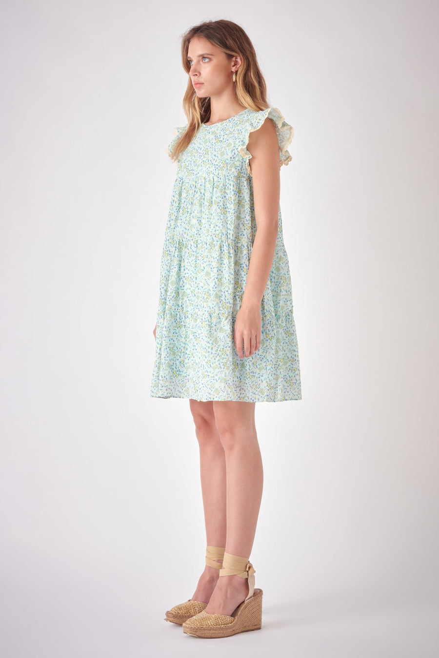 FREE THE ROSES - Floral print with Embroidery Babydoll Dress - DRESSES available at Objectrare