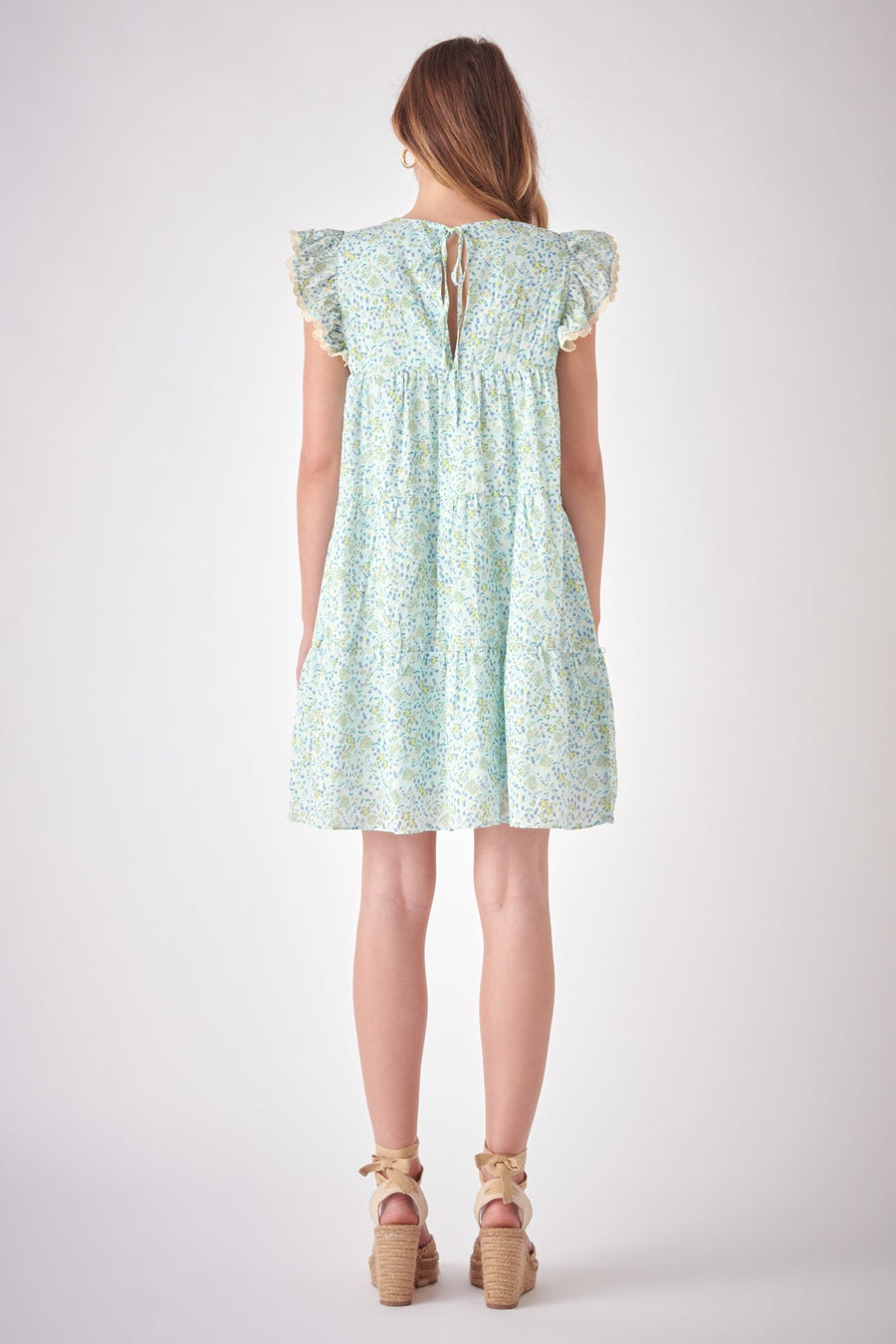 FREE THE ROSES - Floral print with Embroidery Babydoll Dress - DRESSES available at Objectrare