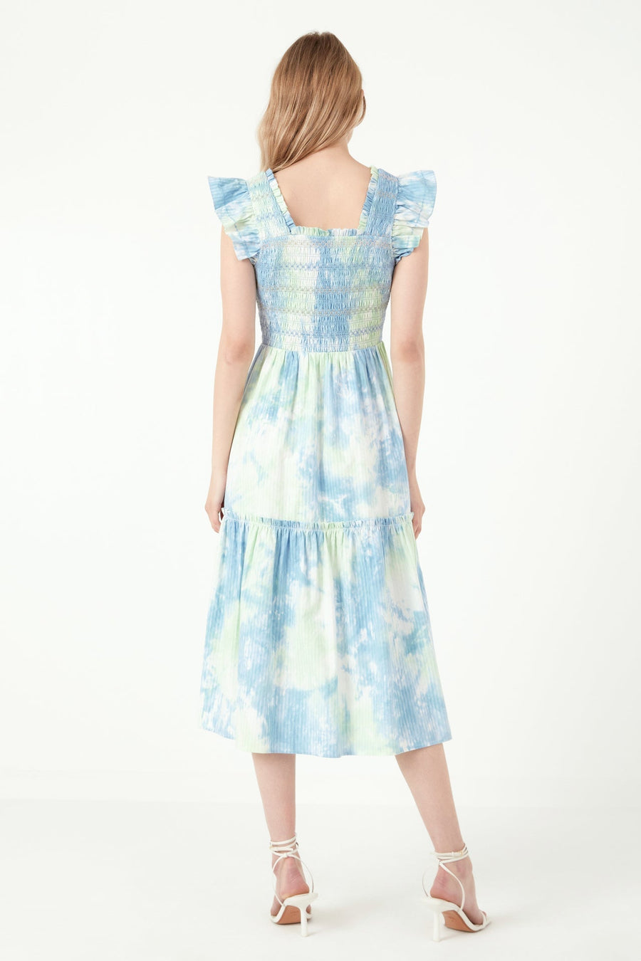 FREE THE ROSES - Tie-dye Smocked Detail Midi Dress - DRESSES available at Objectrare