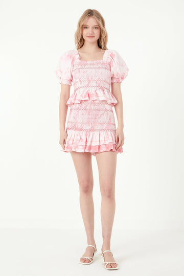 FREE THE ROSES - Tie-dye Smocked Detail Top - TOPS available at Objectrare
