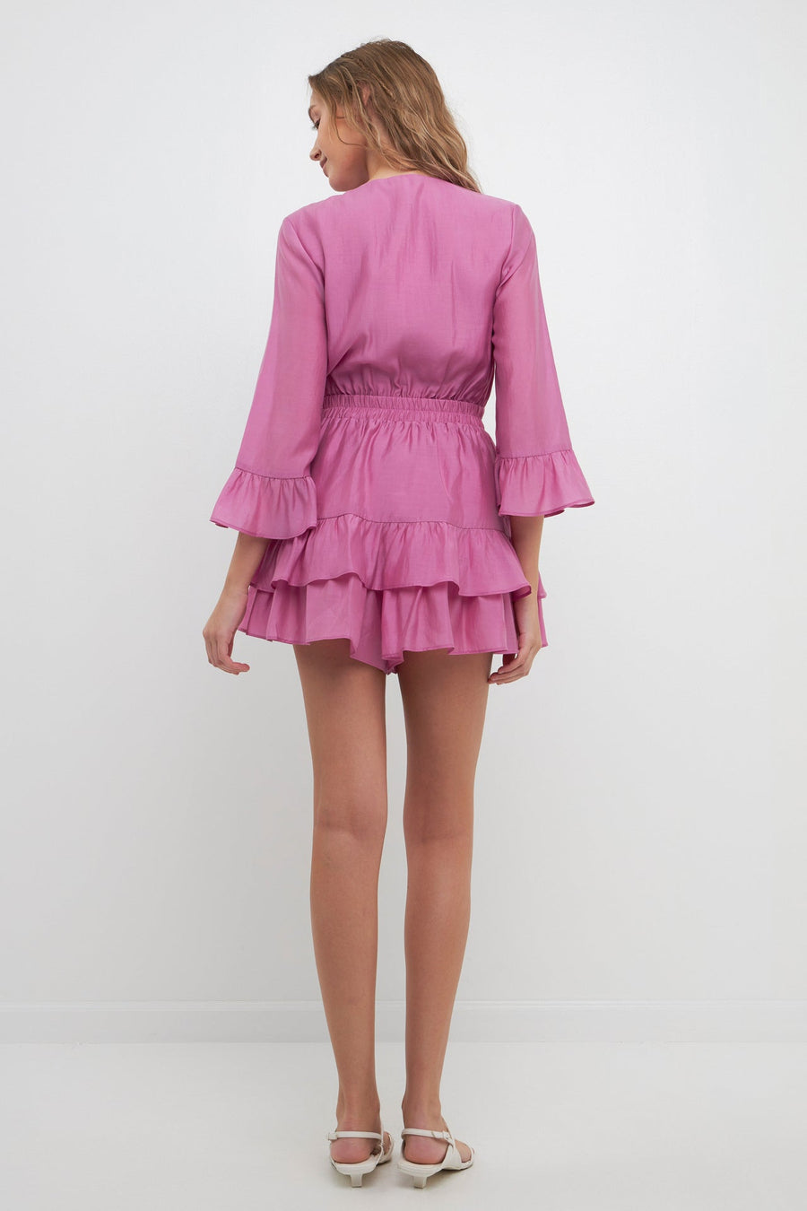 FREE THE ROSES - Ruffle and Front Tie Detail Romper - JUMPSUITS available at Objectrare