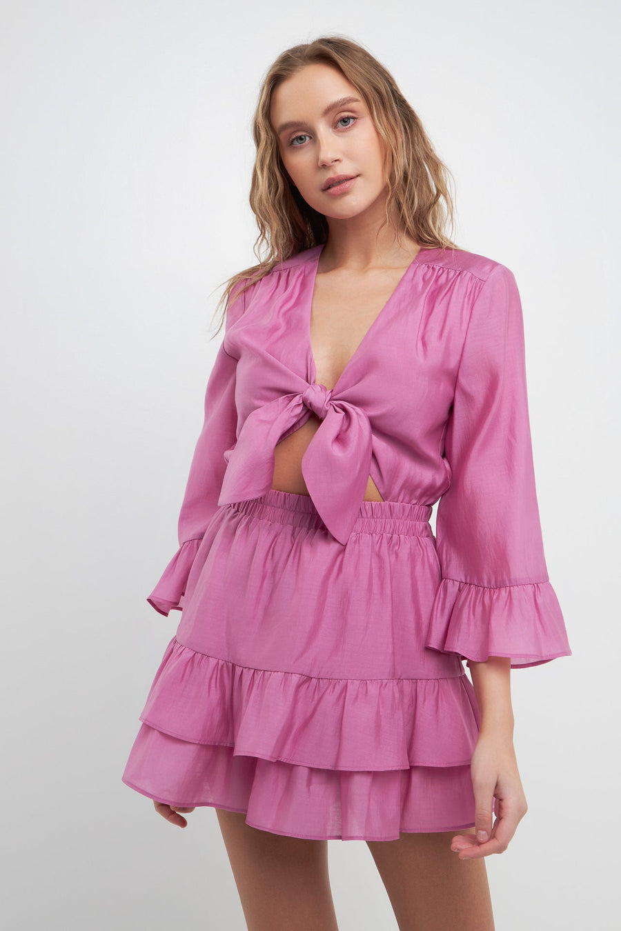 FREE THE ROSES - Ruffle and Front Tie Detail Romper - JUMPSUITS available at Objectrare