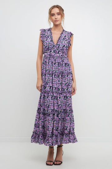 floral print cotton maxi dress free the roses Rose Pink Floral Print Cotton Dress - Maxi Dresses