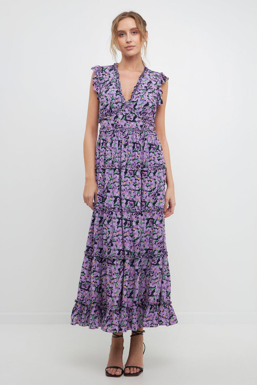 FREE THE ROSES - Floral Ruffle Detail Long Dress - DRESSES available at Objectrare