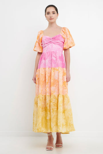 FREE THE ROSES - Colorblock Tie-dye Back Tie Maxi Dress - DRESSES available at Objectrare