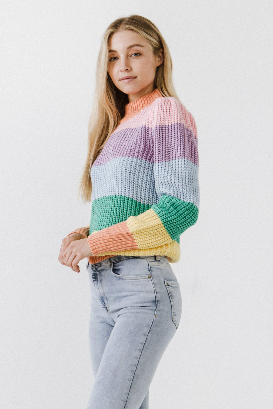 FREE THE ROSES - Multi Color Stripe Sweater - SWEATERS & KNITS available at Objectrare