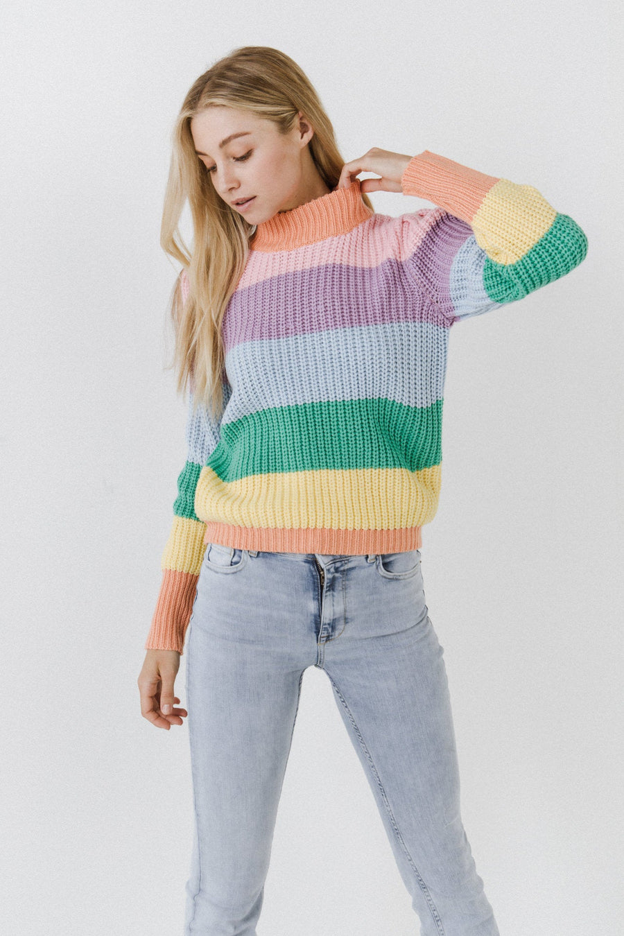 FREE THE ROSES - Multi Color Stripe Sweater - SWEATERS & KNITS available at Objectrare