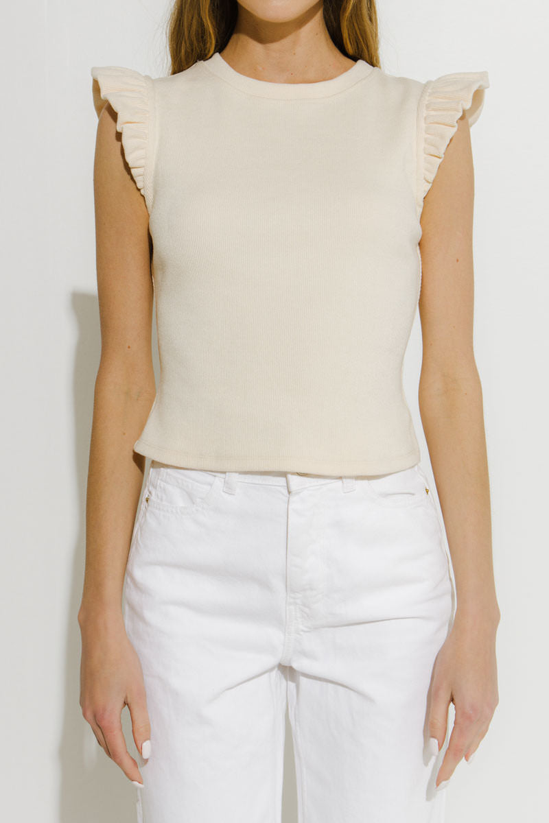 FREE THE ROSES - Ruffle Detail Knit Top - TOPS available at Objectrare