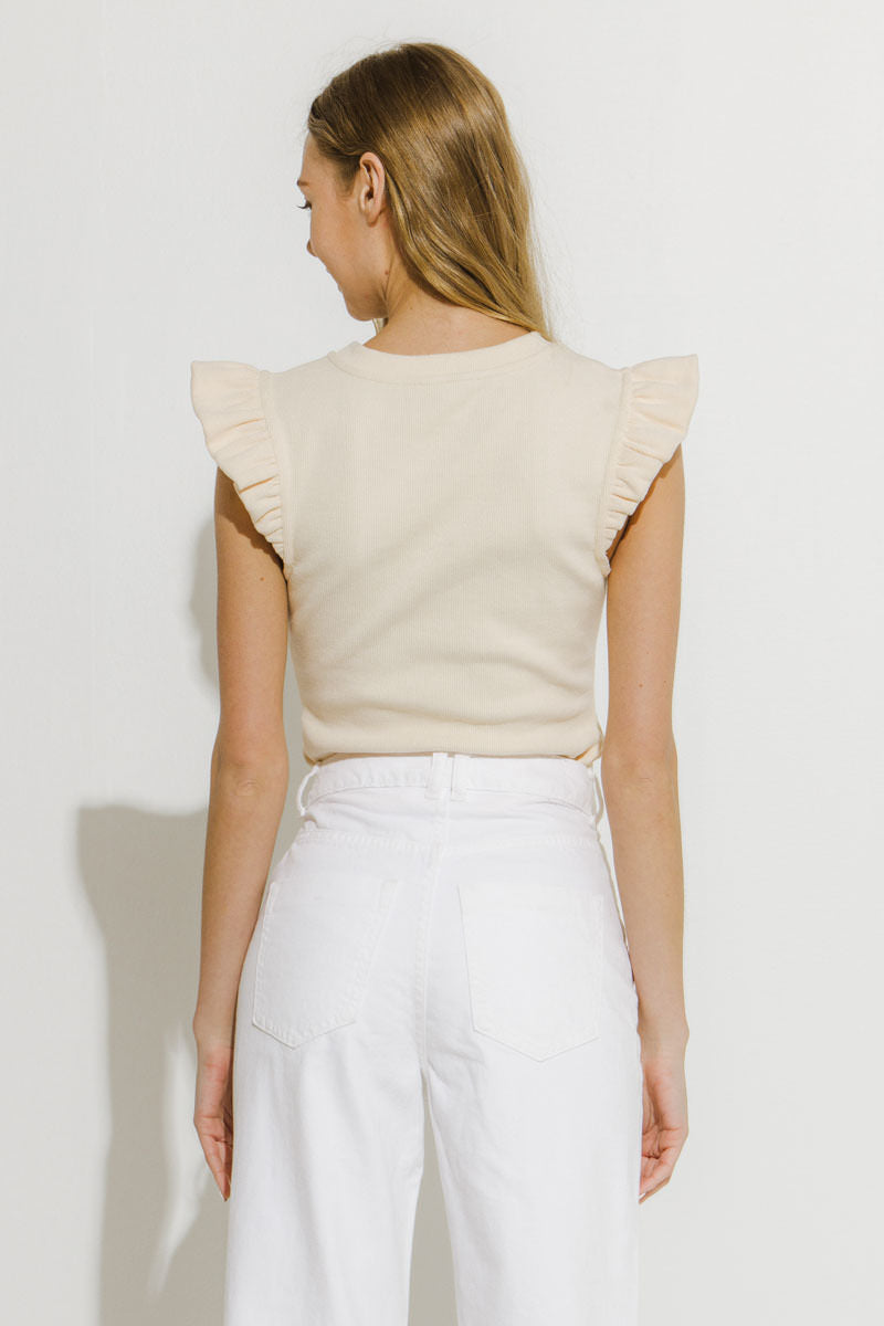 FREE THE ROSES - Ruffle Detail Knit Top - TOPS available at Objectrare