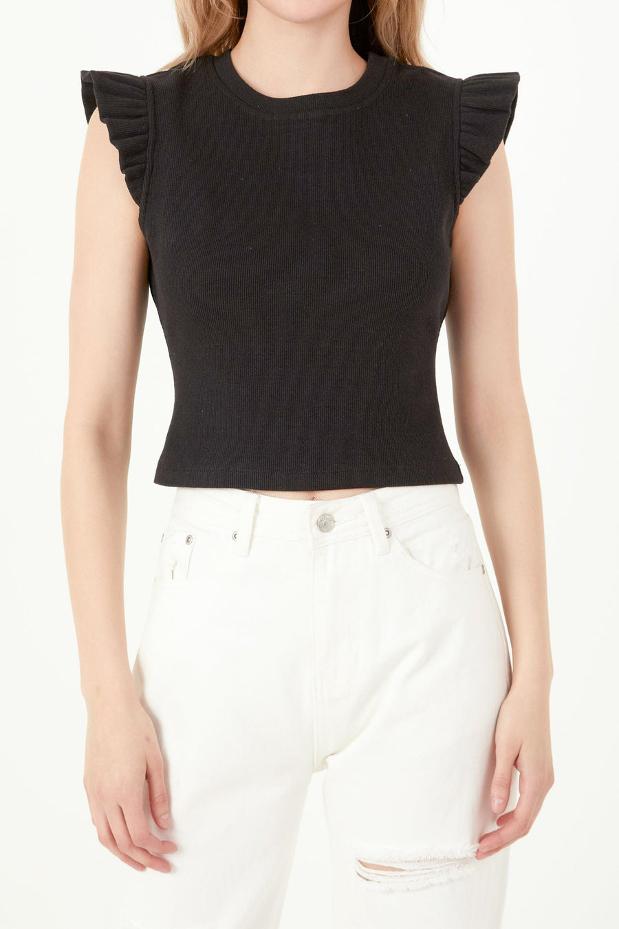 FREE THE ROSES - Ruffle Detail Knit Top - TOPS available at Objectrare