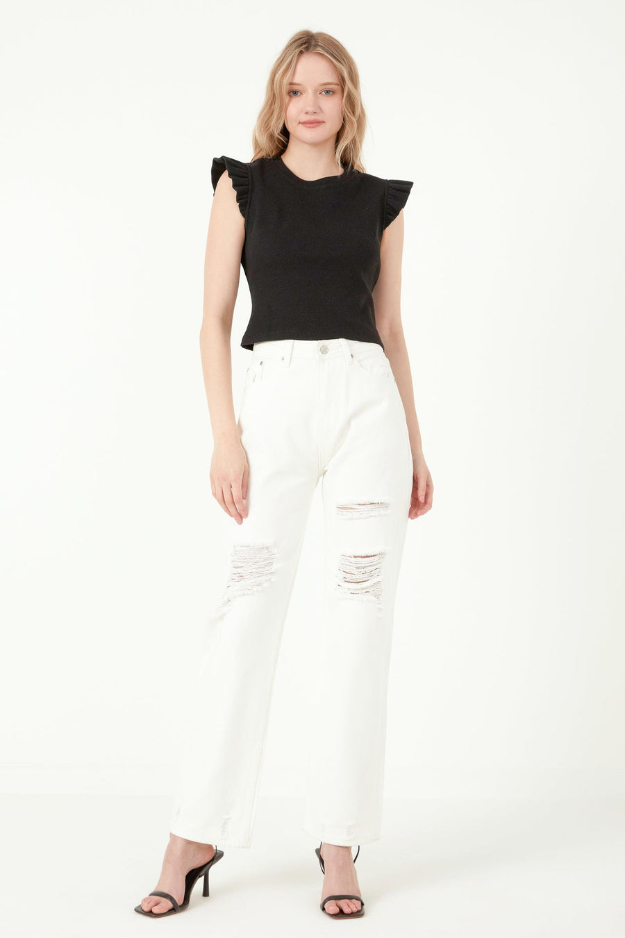 FREE THE ROSES - Ruffle Detail Knit Top - TOPS available at Objectrare