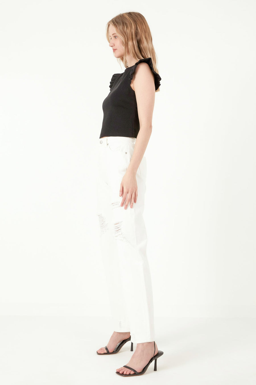 FREE THE ROSES - Ruffle Detail Knit Top - TOPS available at Objectrare