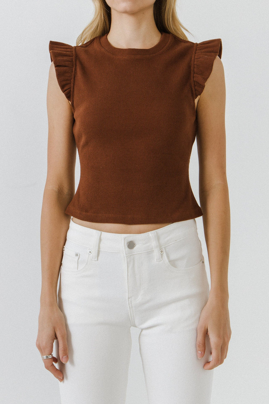 FREE THE ROSES - Ruffle Detail Knit Top - TOPS available at Objectrare
