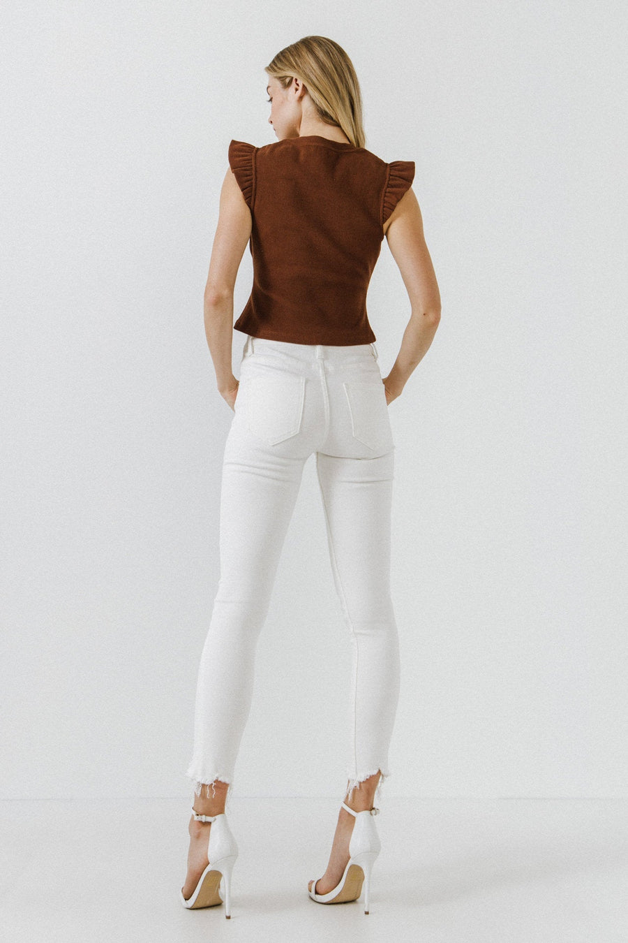 FREE THE ROSES - Ruffle Detail Knit Top - TOPS available at Objectrare