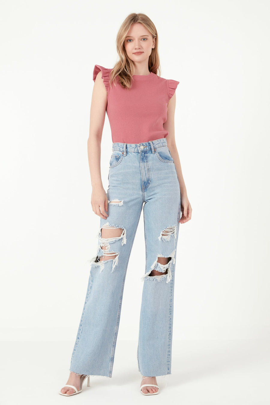 FREE THE ROSES - Ruffle Detail Knit Top - TOPS available at Objectrare