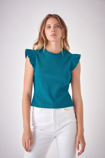 FREE THE ROSES - Ruffle Detail Knit Top - TOPS available at Objectrare