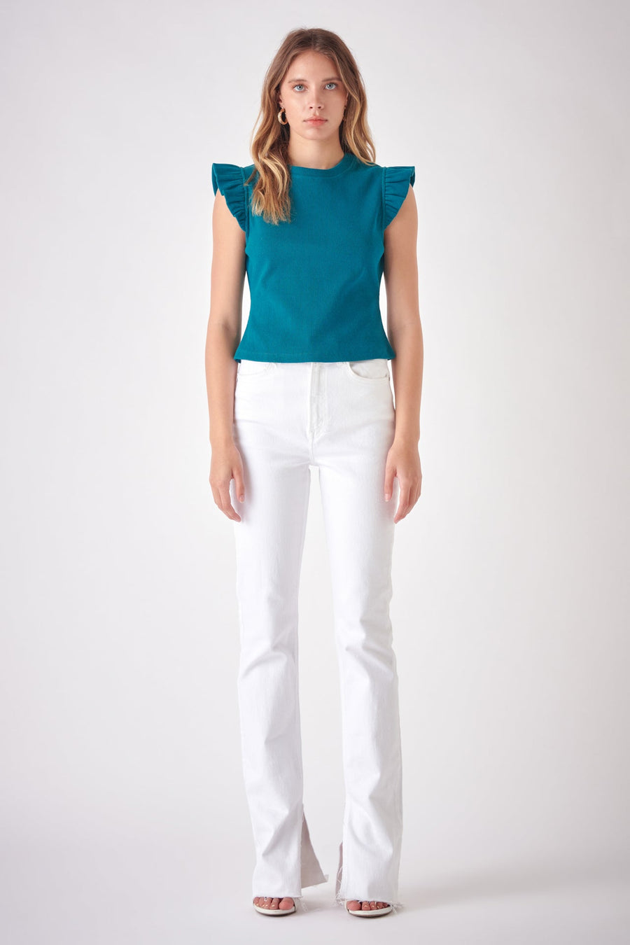 FREE THE ROSES - Ruffle Detail Knit Top - TOPS available at Objectrare