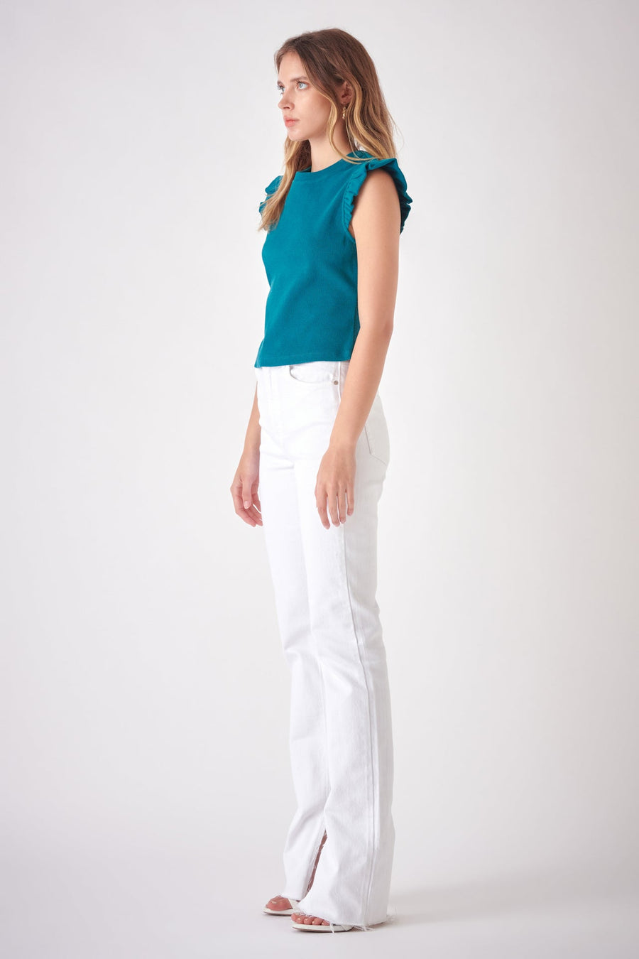 FREE THE ROSES - Ruffle Detail Knit Top - TOPS available at Objectrare