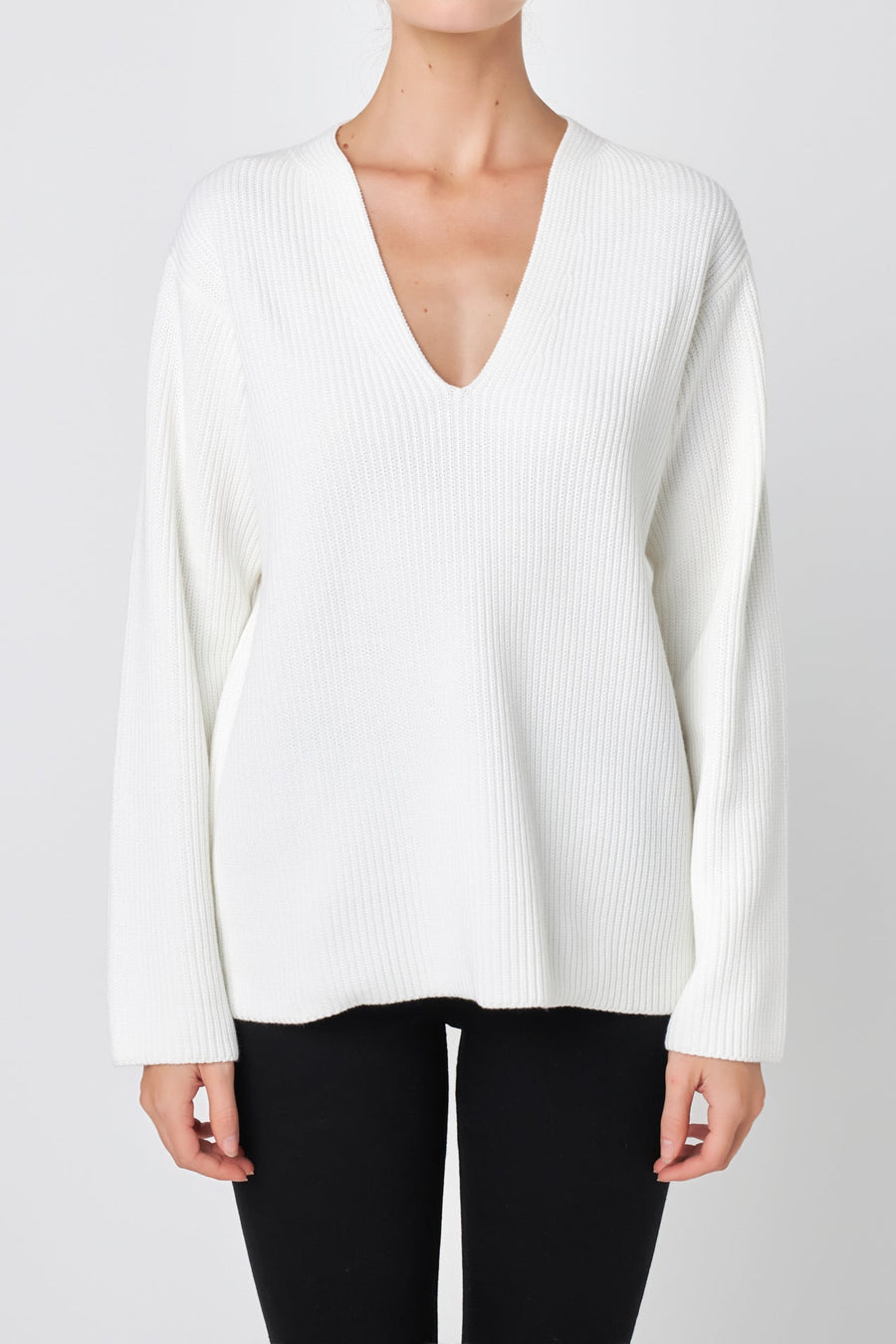 FREE THE ROSES - V-neckline Long Sleeve Sweater - SWEATERS & KNITS available at Objectrare