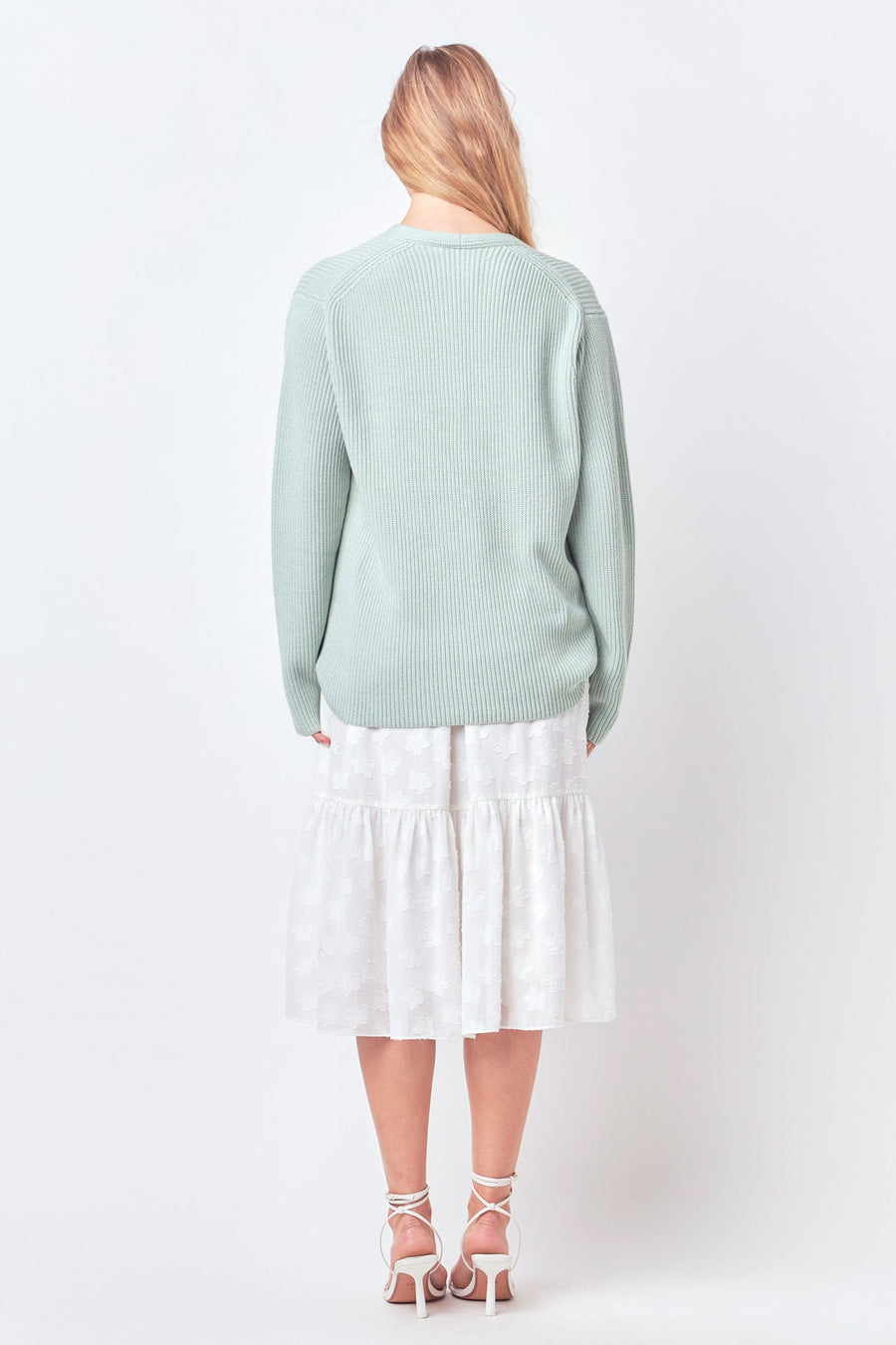 FREE THE ROSES - V-neckline Long Sleeve Sweater - SWEATERS & KNITS available at Objectrare
