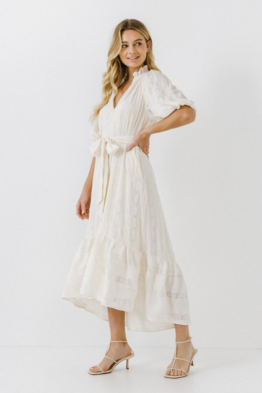 High and Low Lace Midi Dress