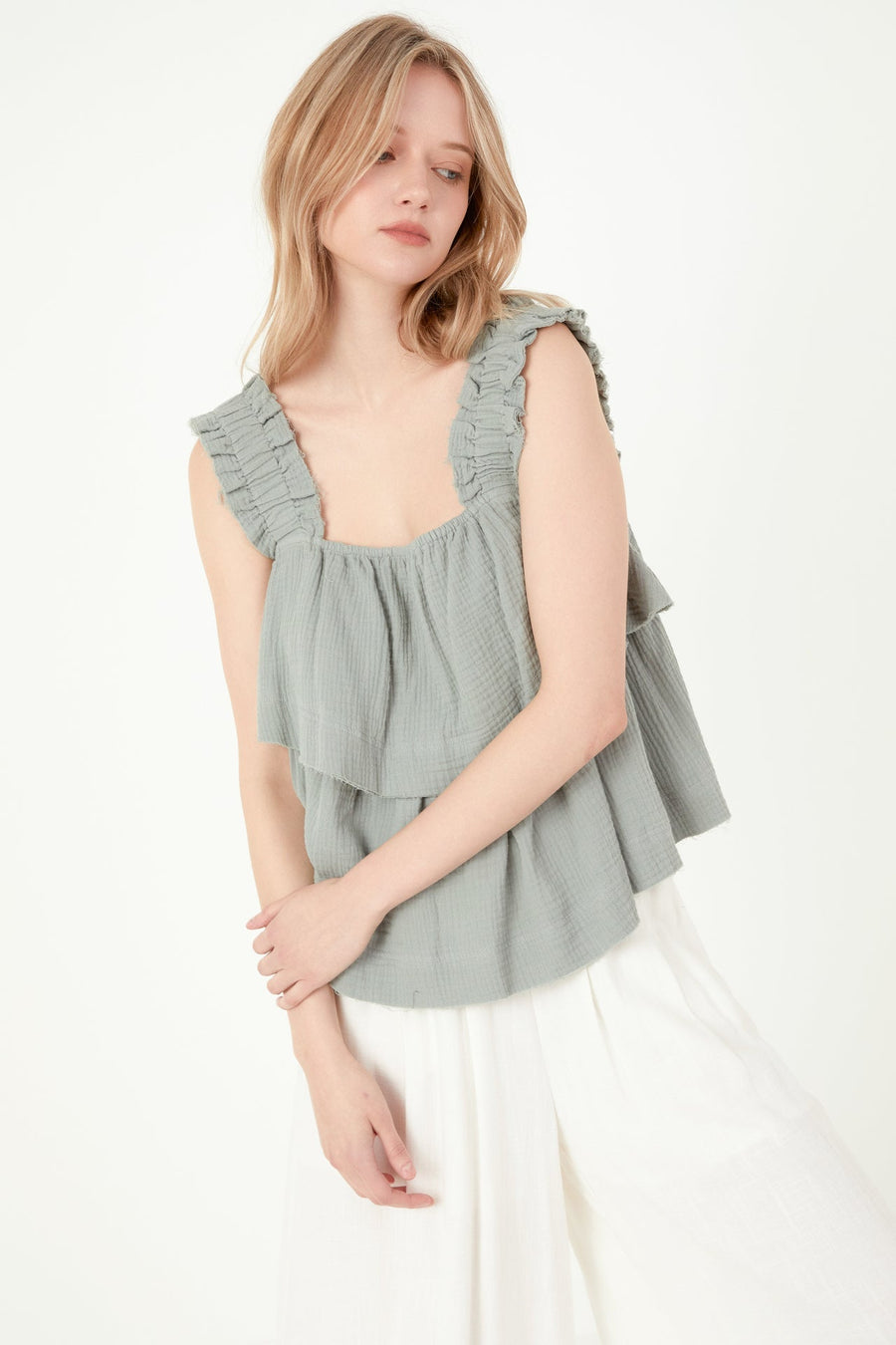 FREE THE ROSES - Ruffled Straps with Tiered Top - TOPS available at Objectrare