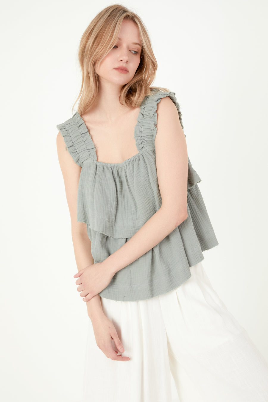 Ruffled Straps with Tiered Top