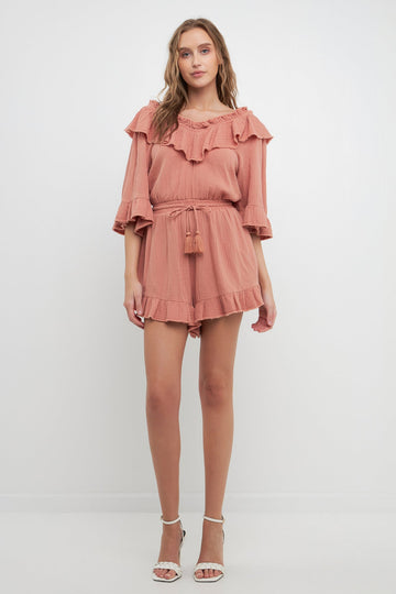 FREE THE ROSES - Ruffle Detail Romper - ROMPERS available at Objectrare