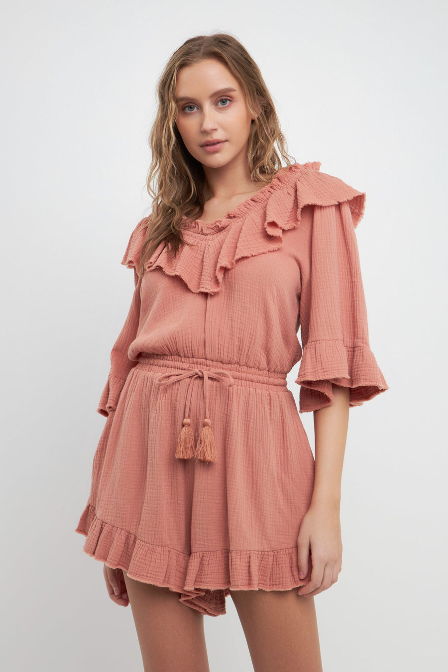 FREE THE ROSES - Ruffle Detail Romper - ROMPERS available at Objectrare