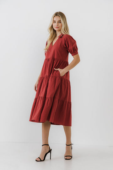 FREE THE ROSES - Stripe Texture Midi Dress - DRESSES available at Objectrare