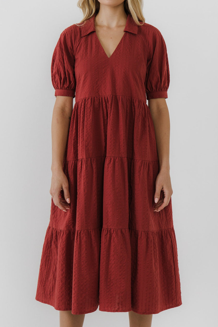 FREE THE ROSES - Stripe Texture Midi Dress - DRESSES available at Objectrare