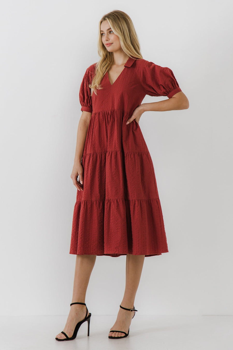 FREE THE ROSES - Stripe Texture Midi Dress - DRESSES available at Objectrare