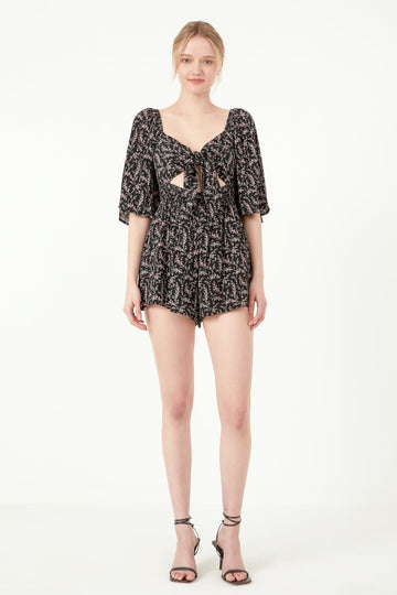 FREE THE ROSES - Floral Tied Detail Romper - ROMPERS available at Objectrare