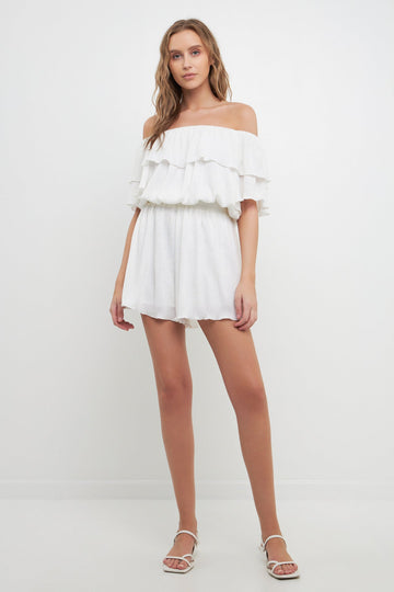 FREE THE ROSES - Texture Knit Ruffled Romper - ROMPERS available at Objectrare