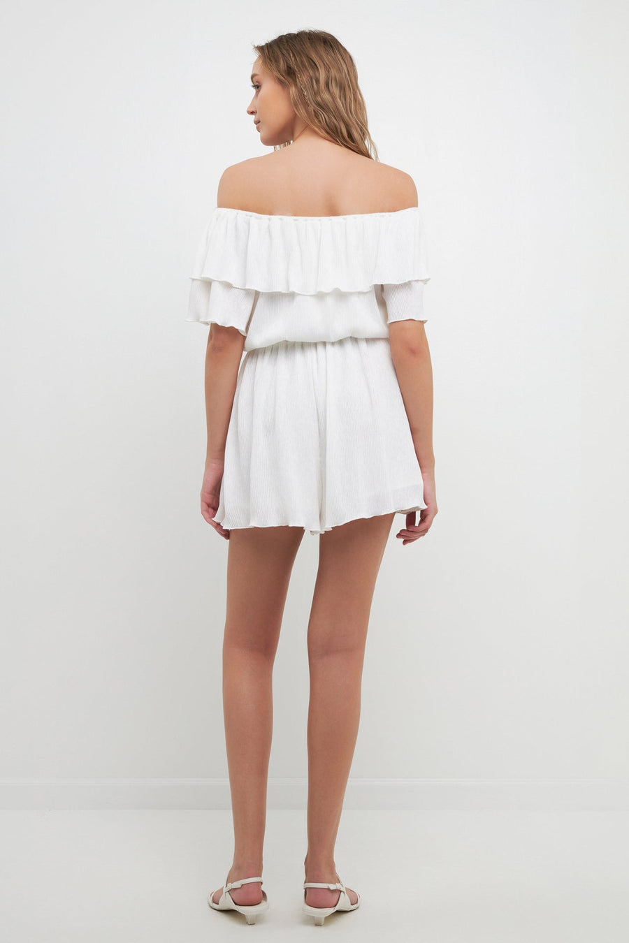 FREE THE ROSES - Texture Knit Ruffled Romper - ROMPERS available at Objectrare