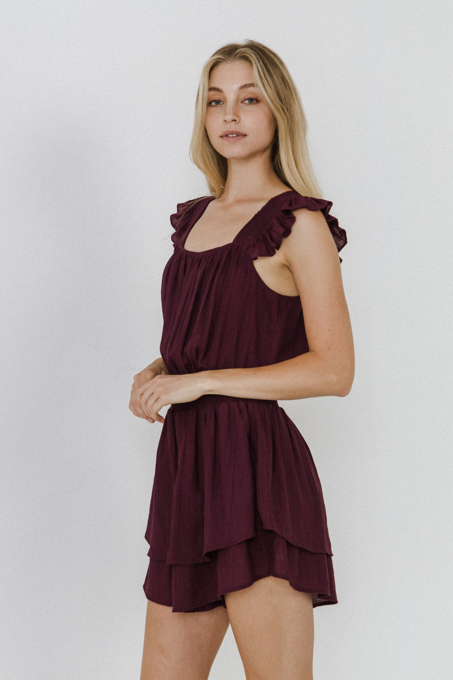 FREE THE ROSES - Ruffled Hem Romper - ROMPERS available at Objectrare