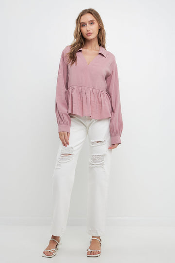 FREE THE ROSES - Puff Long Sleeve Top - TOPS available at Objectrare