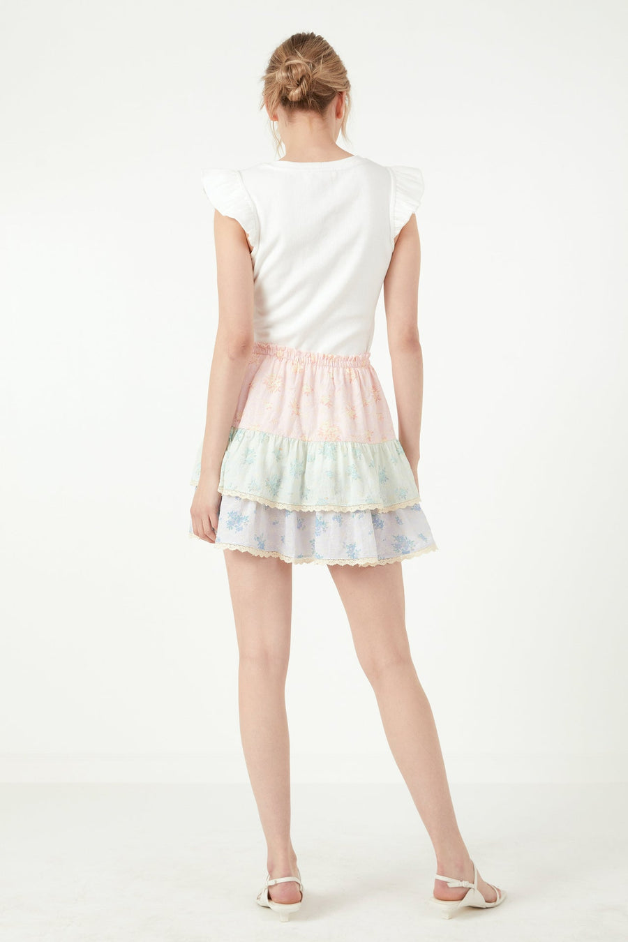 FREE THE ROSES - Color Block Eyelet Trim Detail Mini Skirt - SKIRTS available at Objectrare