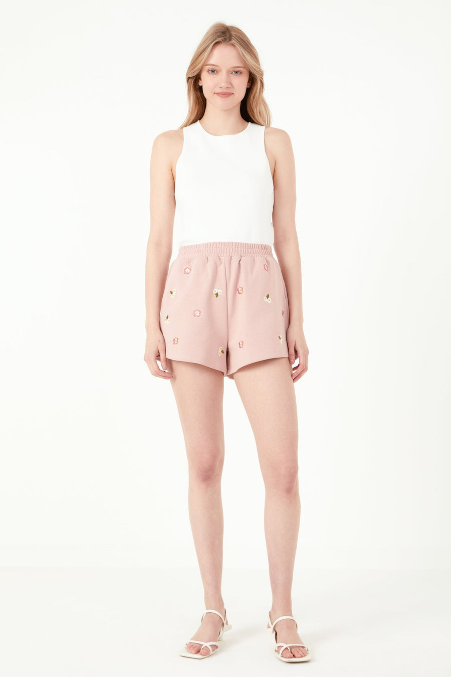 FREE THE ROSES - Floral Embroidered Shorts - SHORTS available at Objectrare