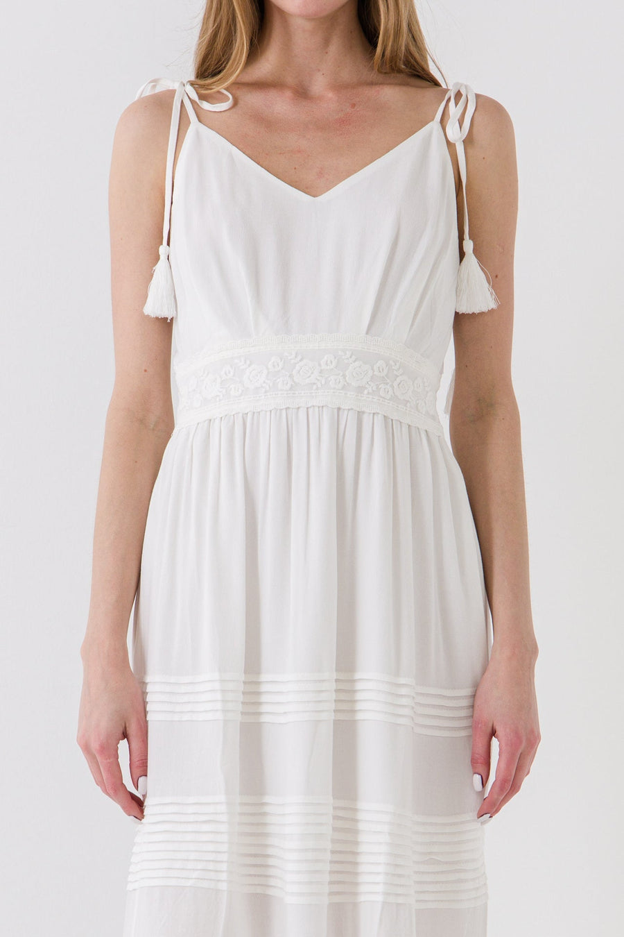 FREE THE ROSES - Mixed Media Midi Dress with Tassel - DRESSES available at Objectrare